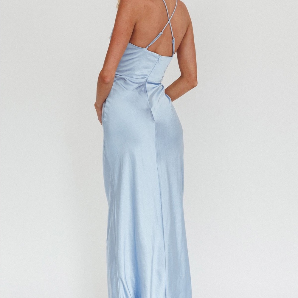 Selfie Leslie- Summer Of Love Lace Trim Maxi Dress Blue - Picture 3 of 4